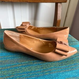 J. Crew Emery Patent Flats with Bow in Nude